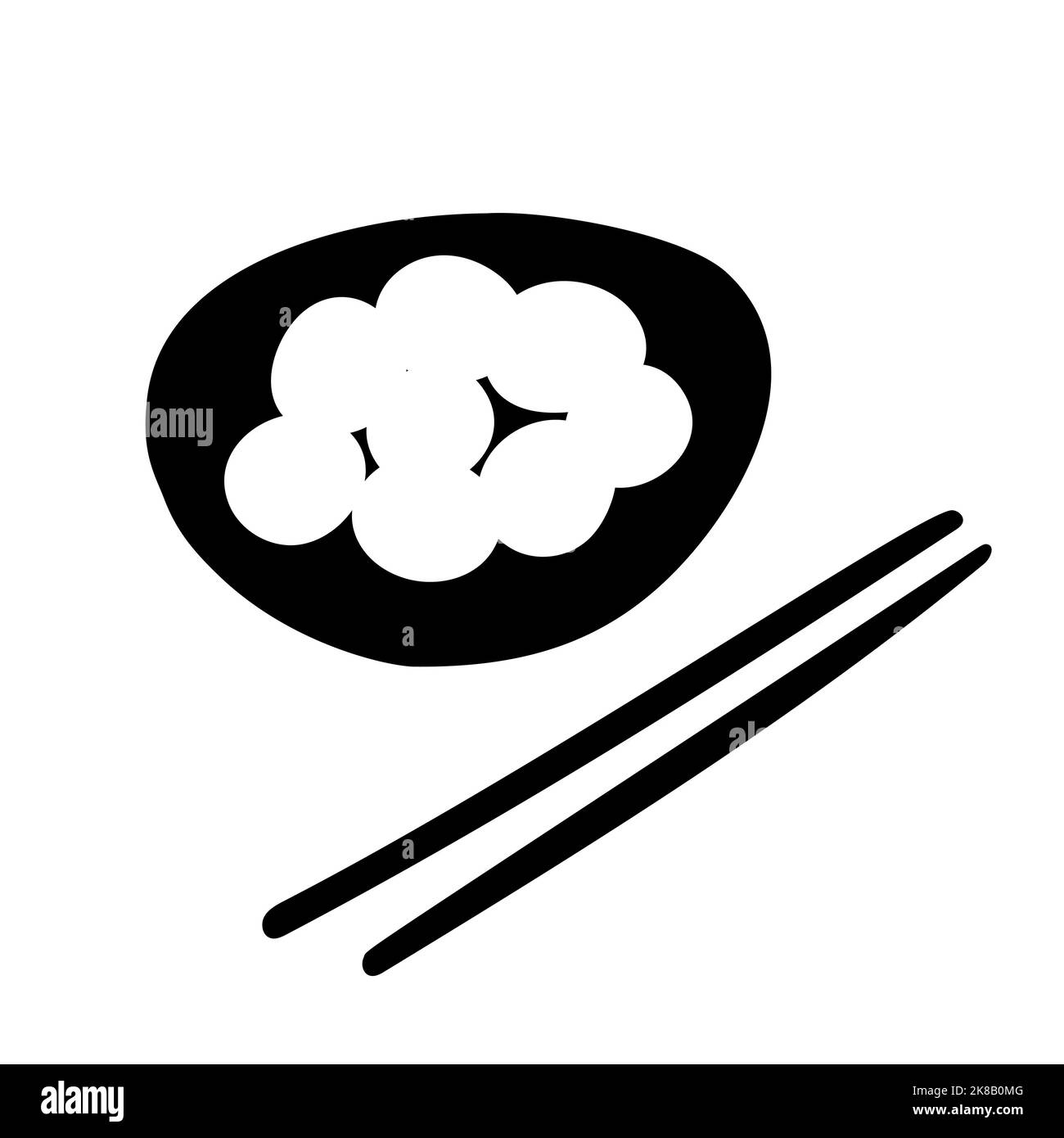 Glutinous rice balls illustration black and white color isolated Stock Vector
