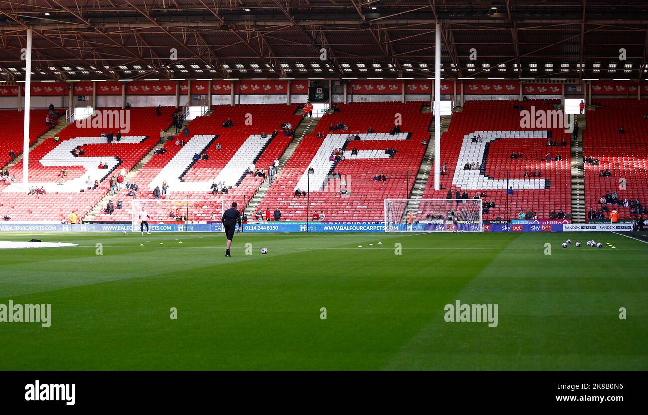 Sheffield, UK. 22nd Oct, 2022. A general view of the ground before the Sky Bet Championship match between Sheffield United and Norwich City at Bramall Lane on October 22nd 2022 in Sheffield, England. (Photo by Mick Kearns/phcimages.com) Credit: PHC Images/Alamy Live News Stock Photo