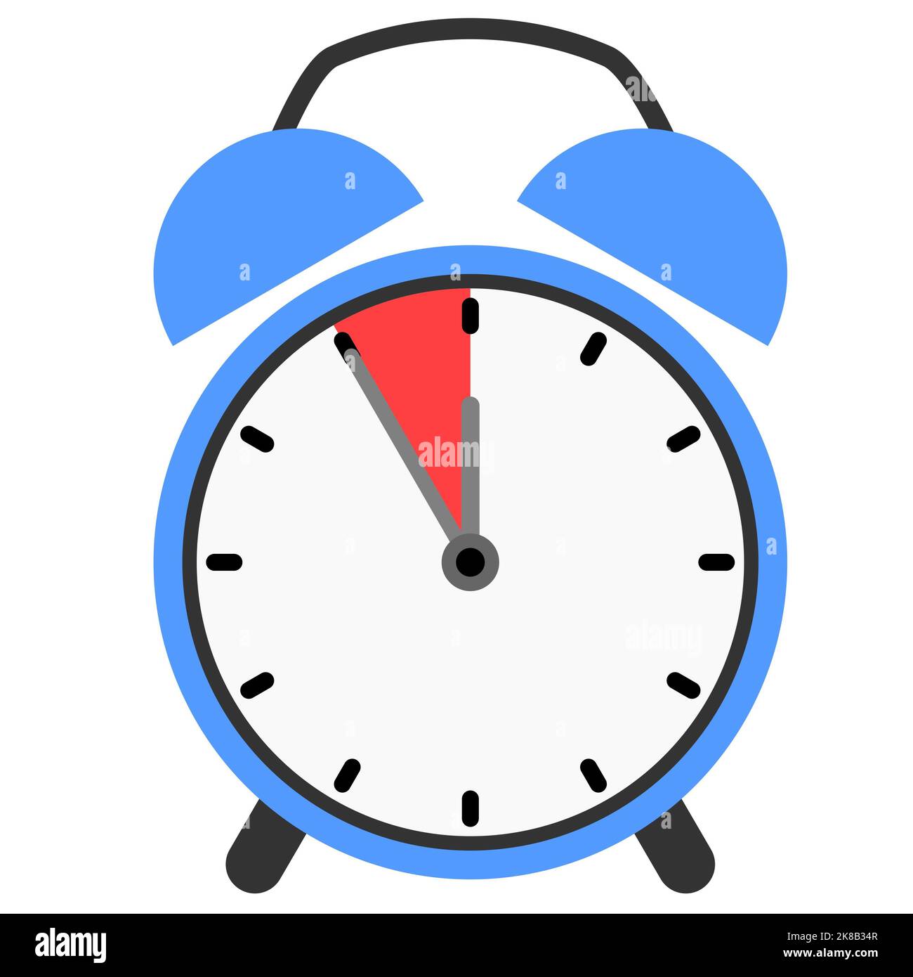 Five minutes to twelve alarm clock simple vector illustration Stock
