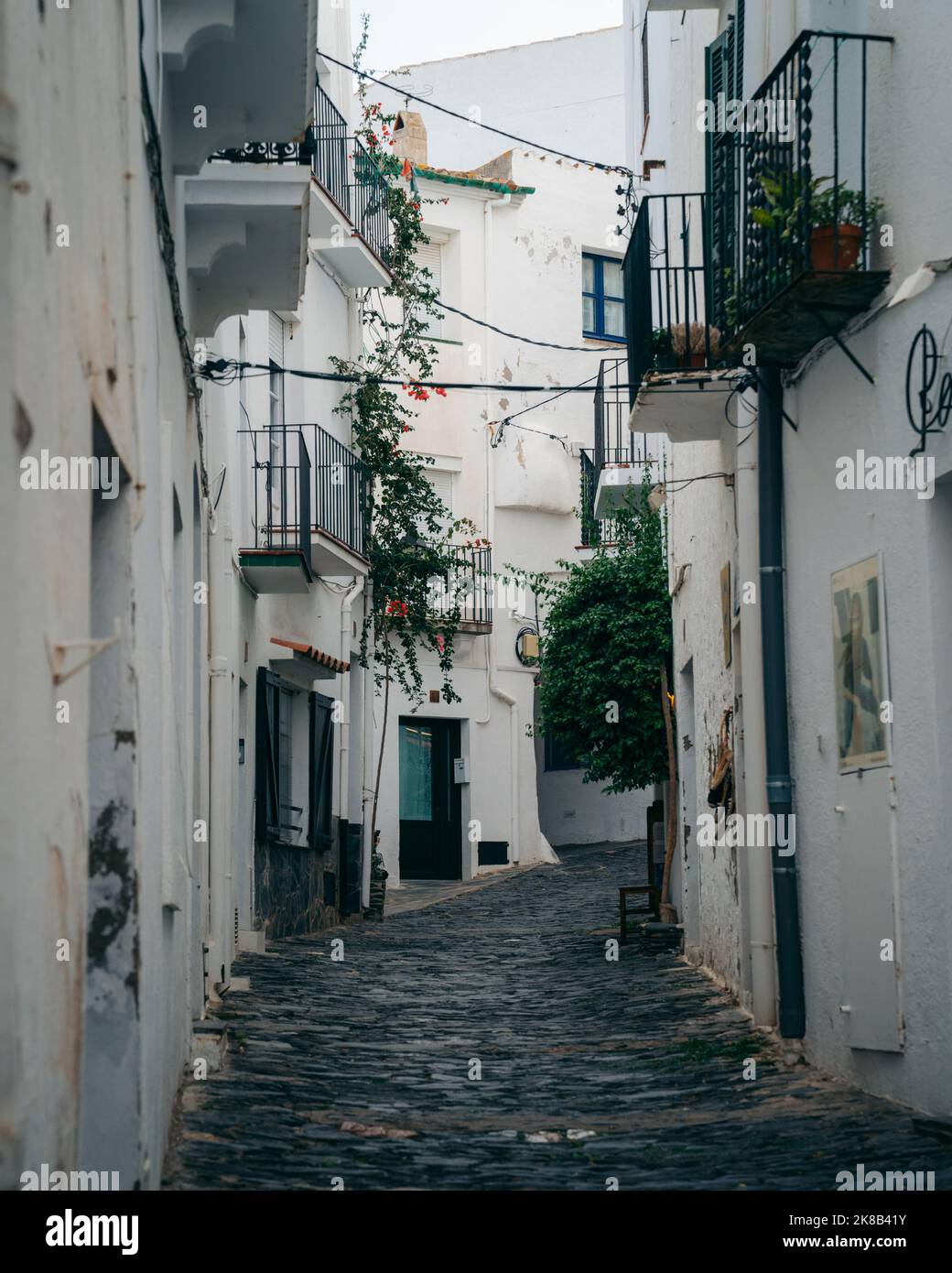 Streets of Cadaques white village in Costa Brava in Spain Stock Photo