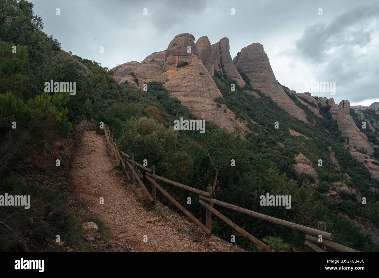 Montserrat in a cloudy conditions during the late summer season. Barcelona Catalonia Spain Stock Photo