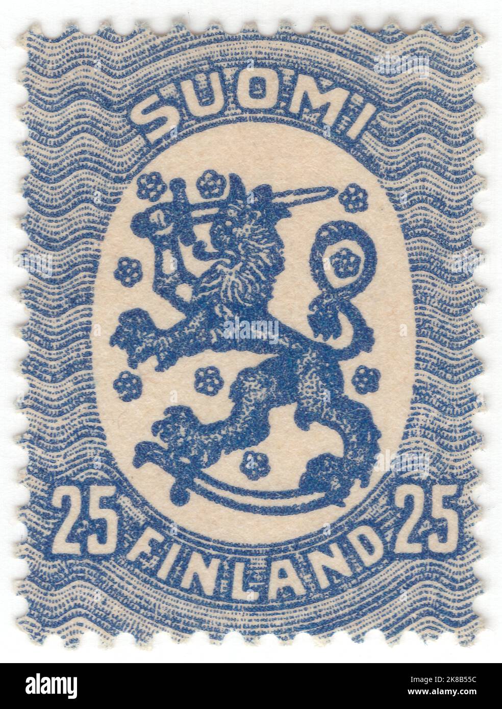 FINLAND 1917 An 25 pennia blue postage stamp depicting Finnish