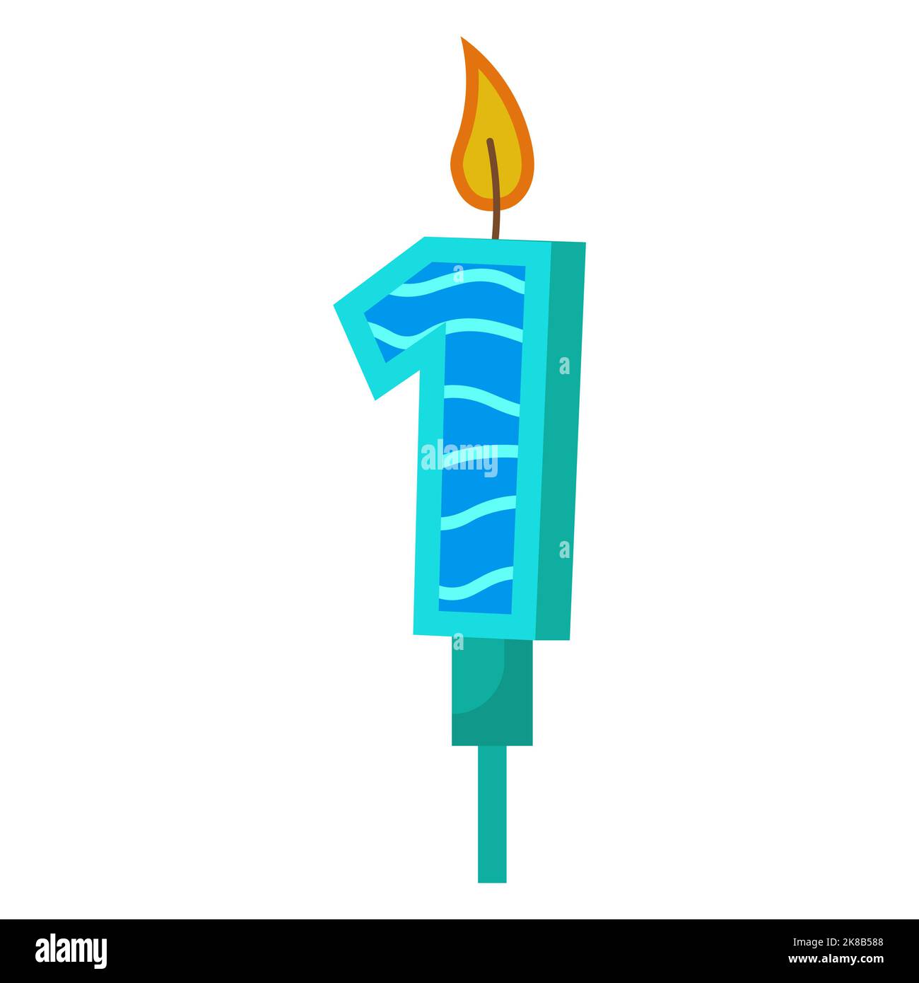Birthday candles with numbers one and fire. Colored icon for anniversary or party celebration