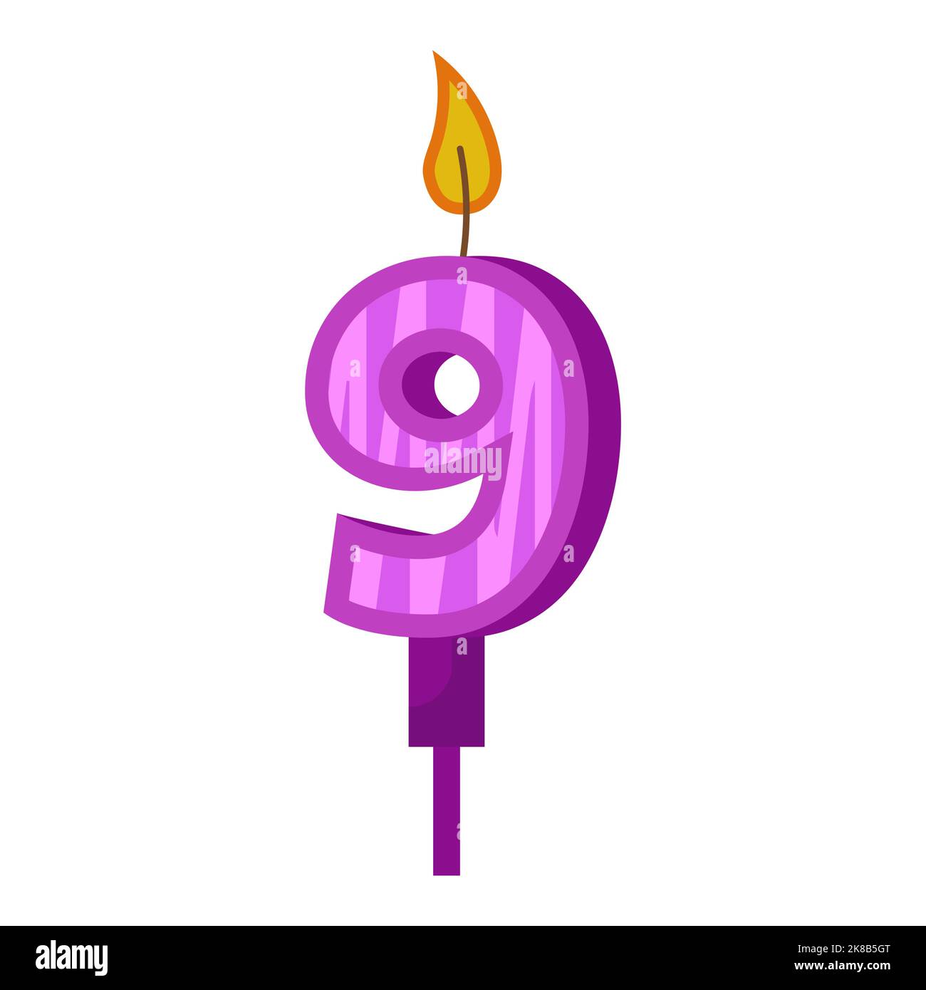 Birthday candles with numbers nine and fire. Colored icon for anniversary or party celebration