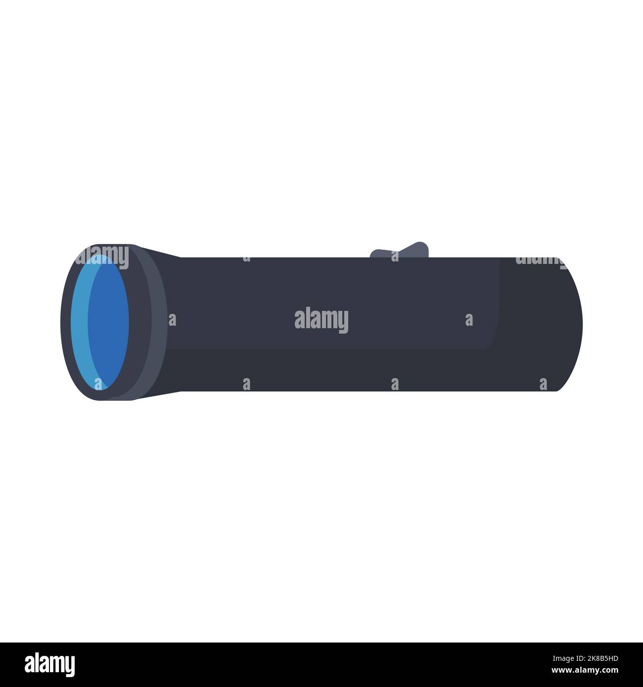 Camping flashlight vector illustration icon isolated white background. Camp travel and outdoor hiking equipment. Summer adventure for forest and vacat Stock Vector