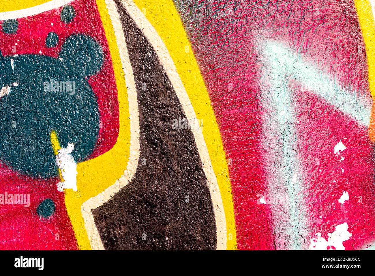 Urban Wall Texture And Ornament Reference: Colorful Teal Red And Yellow Urban Wall Texture Background Stock