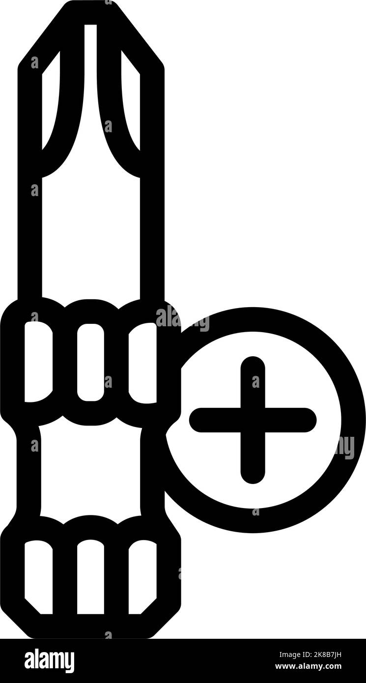 phillips head screwdriver bit line icon vector illustration Stock