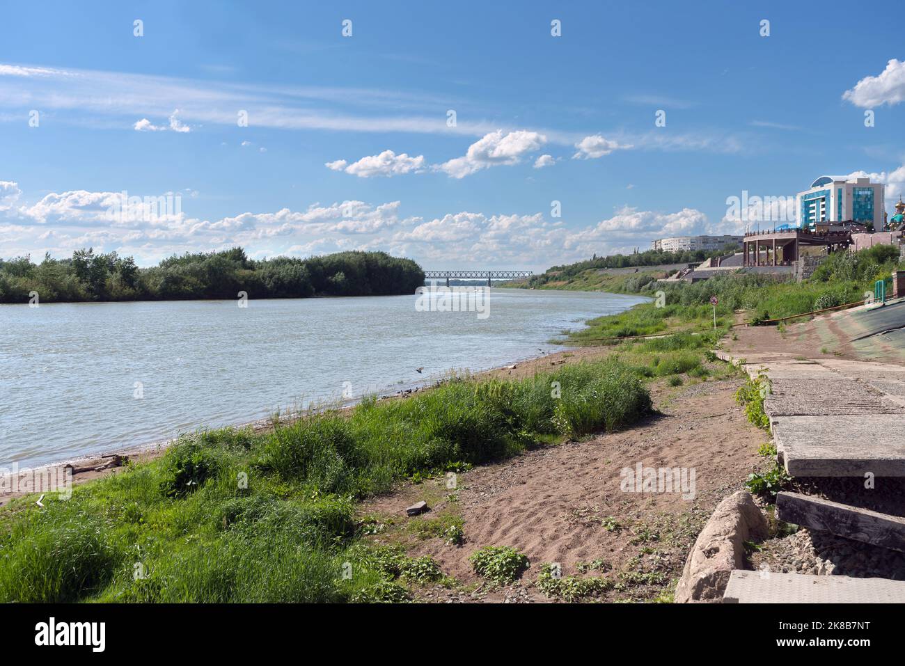Irtysh River view on hot summer day in Pavlodar kazakhstan Stock Photo
