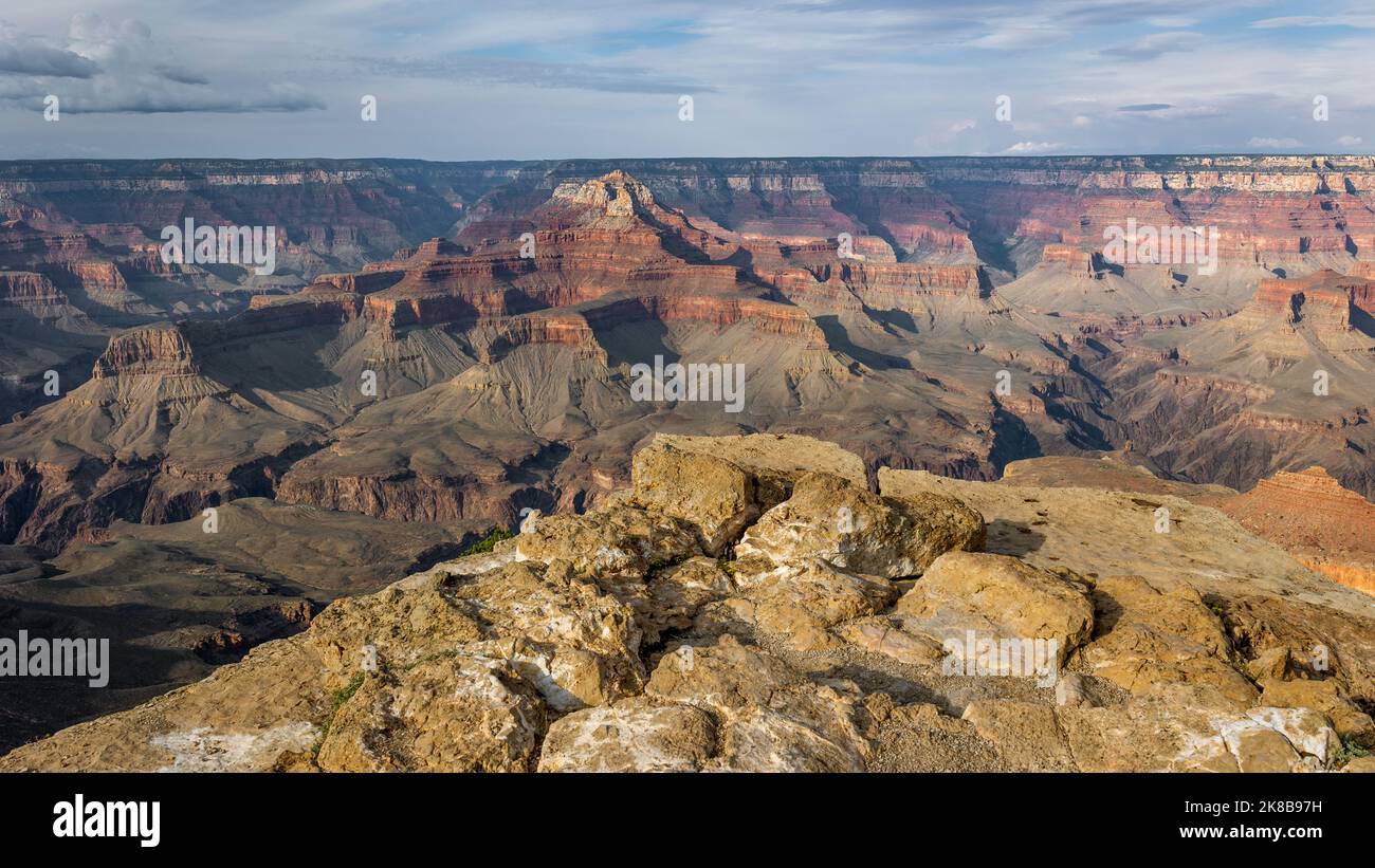 National park the Grand Canyon, a beautiful huge canyon in the colors red, yellow, brown and orange, eroded by erosion, under which the Colorado River Stock Photo
