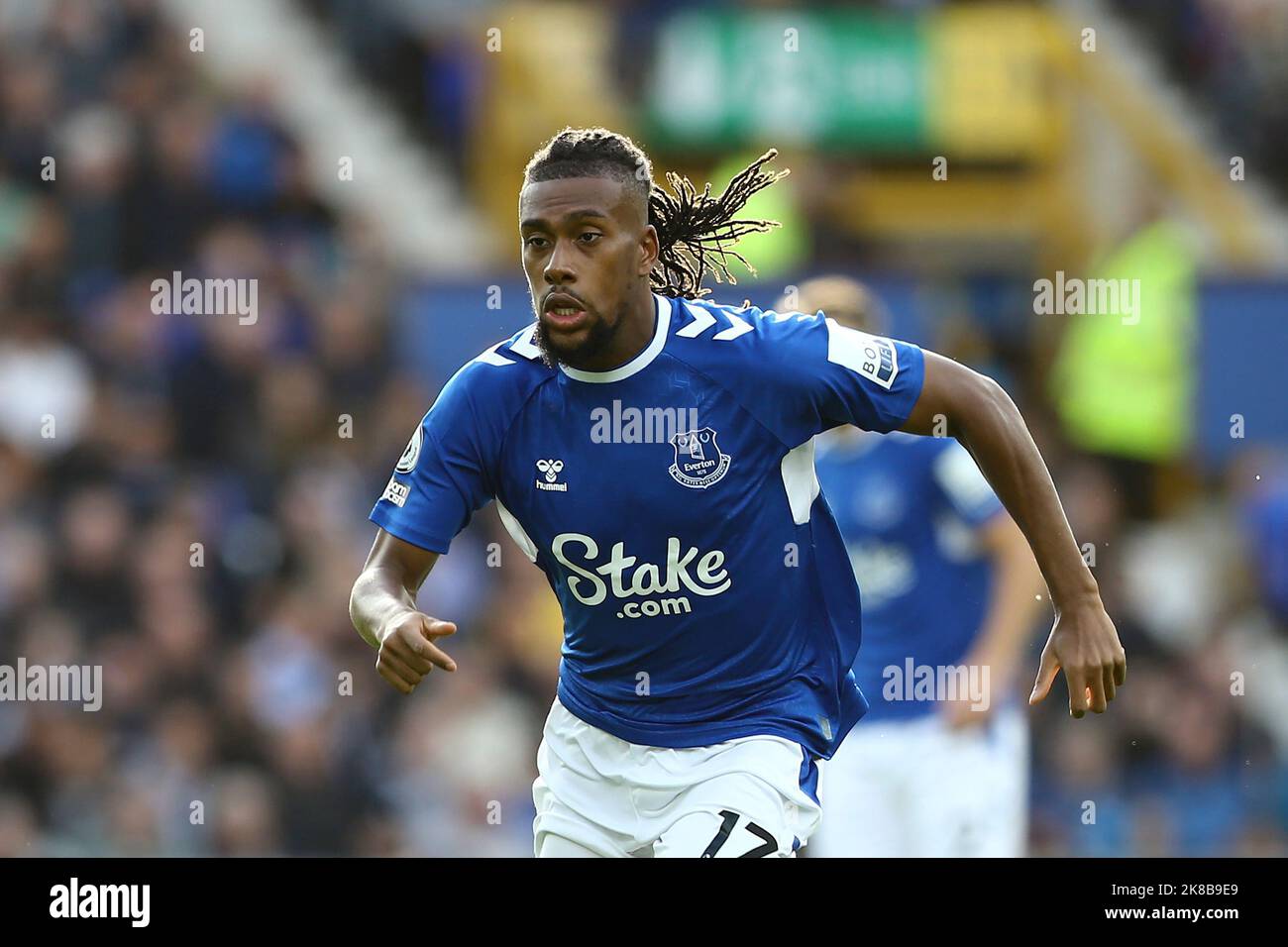 Everton, UK. 22nd Oct, 2022. Alex Iwobi of Everton makes a run. Premier League match, Everton v Crystal Palace at Goodison Park in Liverpool on Saturday 22nd October 2022. this image may only be used for Editorial purposes. Editorial use only, license required for commercial use. No use in betting, games or a single club/league/player publications. pic by Chris Stading/Andrew Orchard sports photography/Alamy Live news Credit: Andrew Orchard sports photography/Alamy Live News Stock Photo
