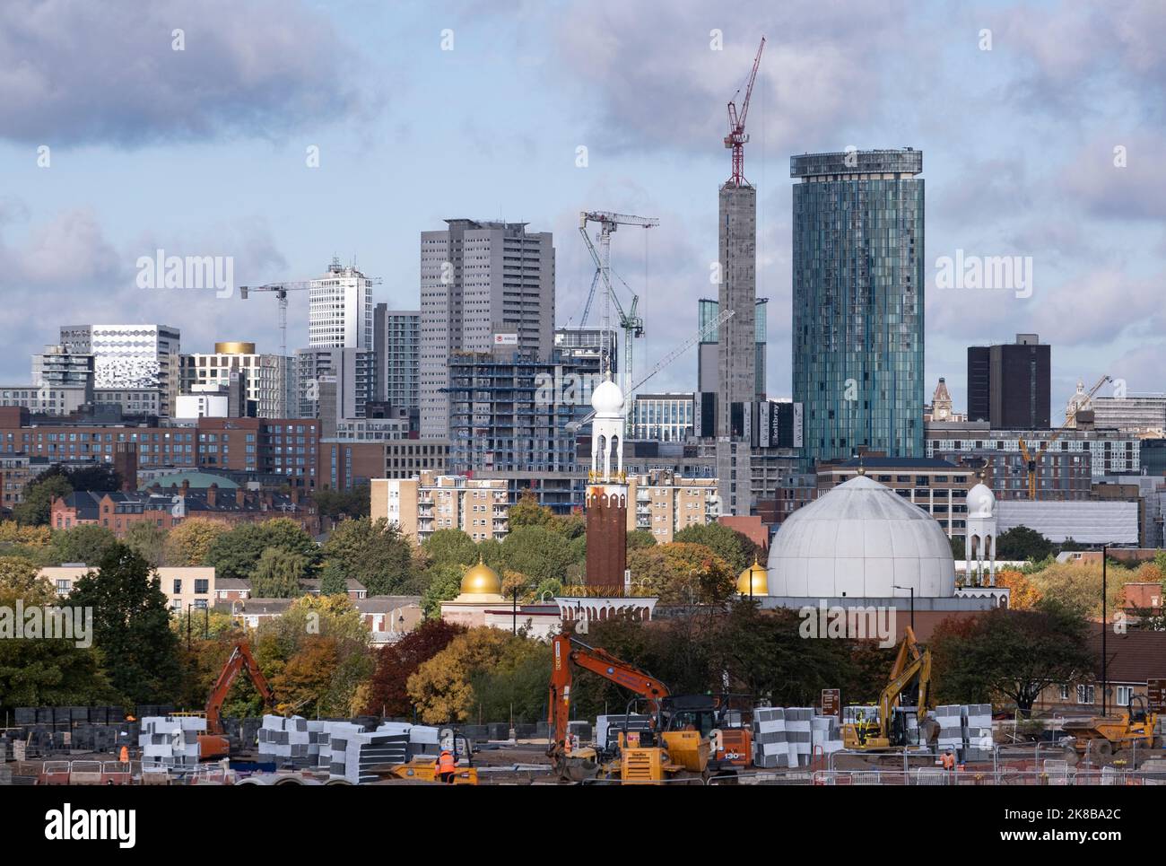 A view of the Birmingham City Centre skyline, England with tower block ...