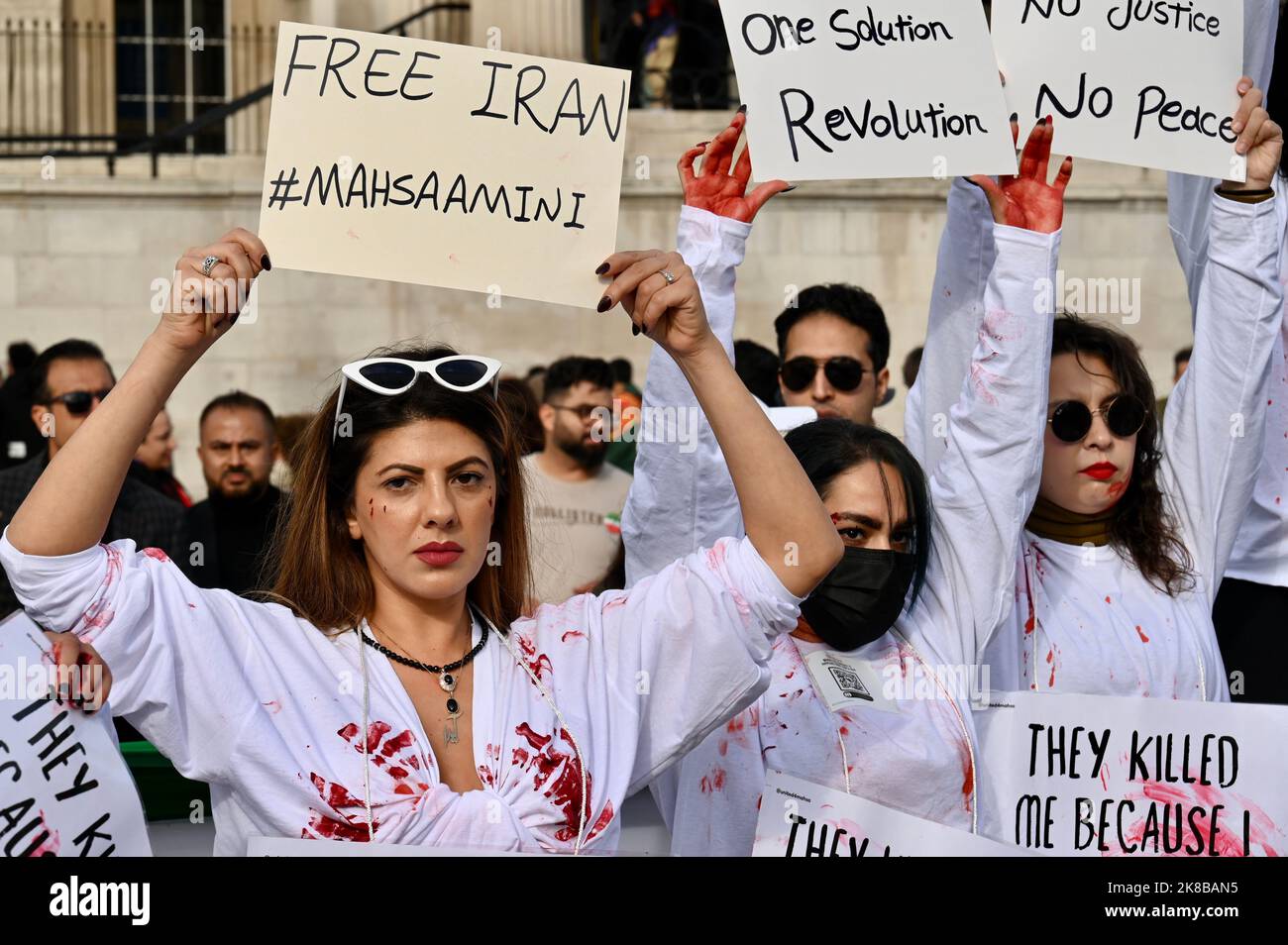 London, UK. 22nd Oct 2022. Protests continued in Central London following the death of Mahsa Alnini at the hands of the morality police in Tehran, Iran. Credit: michael melia/Alamy Live News Stock Photo