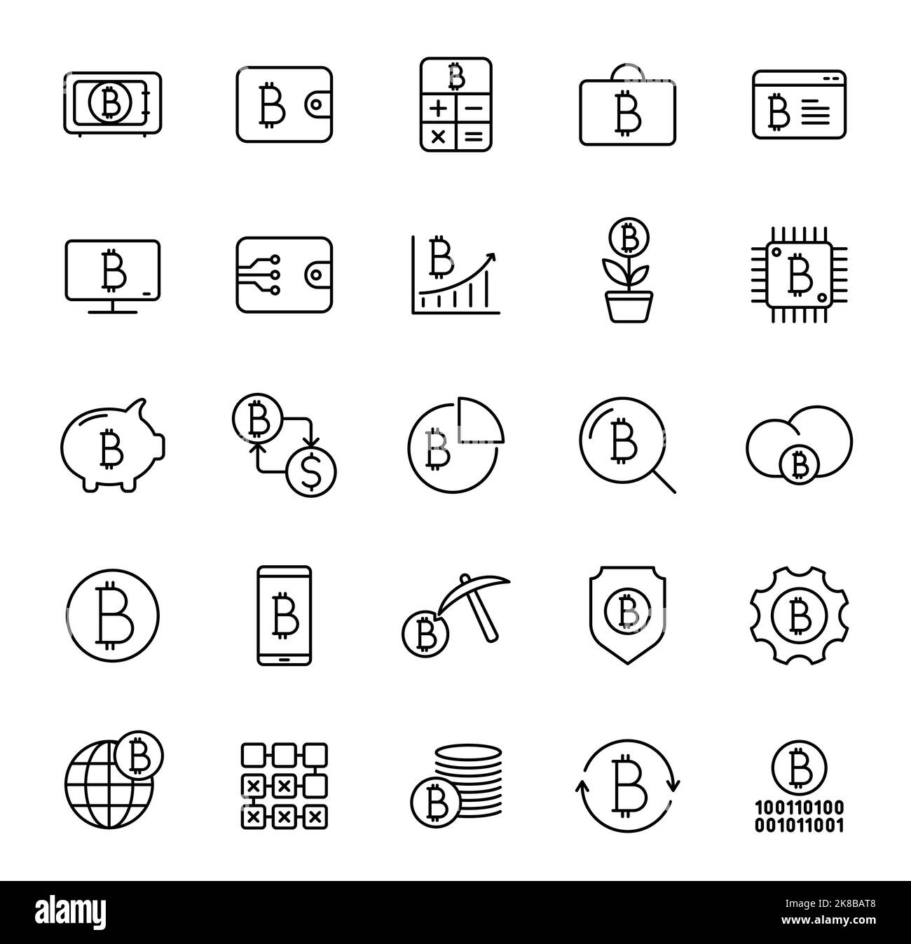 bitcoin linear vector icons isolated on white Stock Vector Image & Art ...