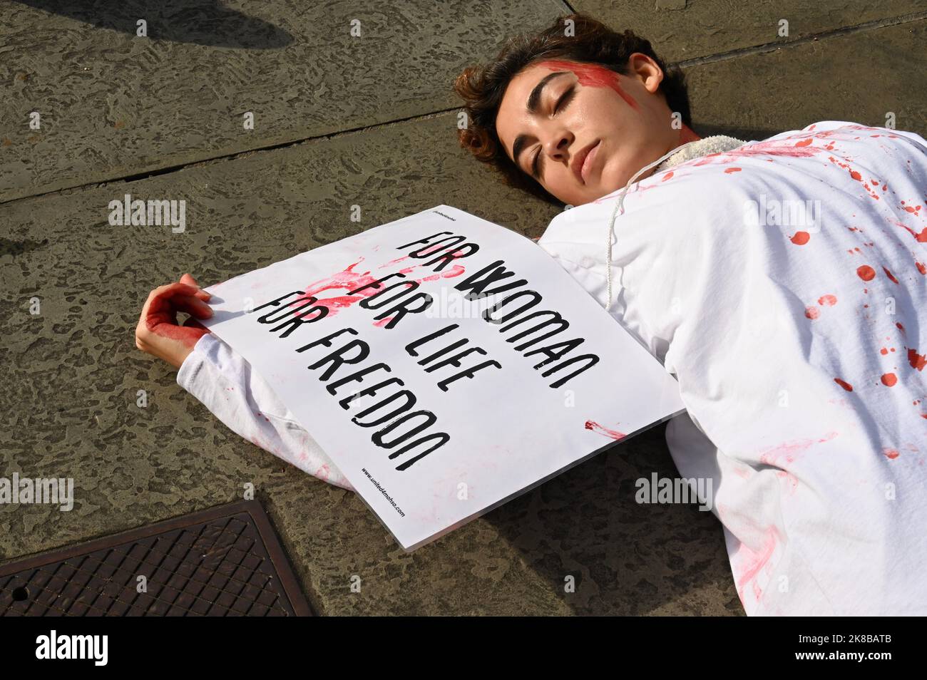 London, UK. 22nd Oct 2022. Protests continued in Central London following the death of Mahsa Alnini at the hands of the morality police in Tehran, Iran. Credit: michael melia/Alamy Live News Stock Photo
