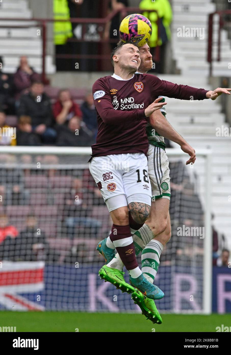 Edinburgh, Scotland, 22nd October 2022. Barrie McKay of Hearts and ...