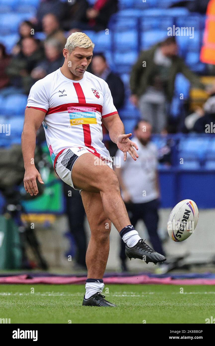 Ryan Hall of England during pre-game warm up before the Rugby League World  Cup 2021 Group A match England vs France at University of Bolton Stadium,  Bolton, United Kingdom, 22nd October 2022 (