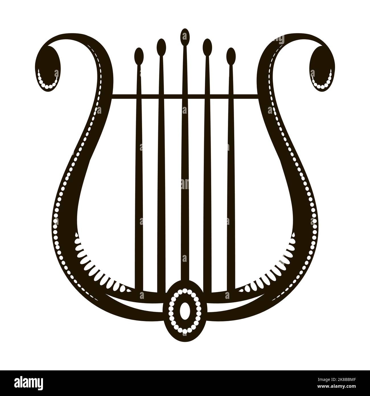 Retro Greek lyre with strings. Musical instrument icon isolated on white background Stock Vector