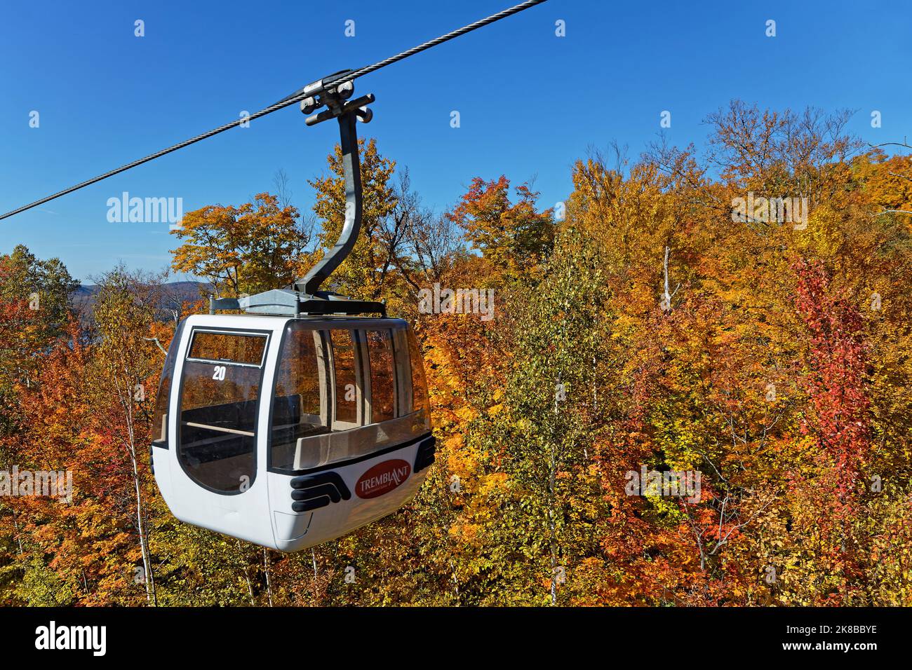 TREMBLANT, CANADA, October 4, 2022 Cablecar at fall season. Mont