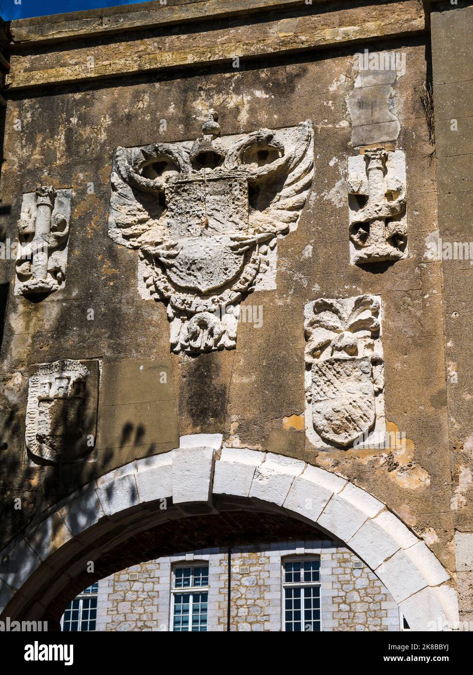 Carvings on the city Walls  of the city of Gibraltar Stock Photo