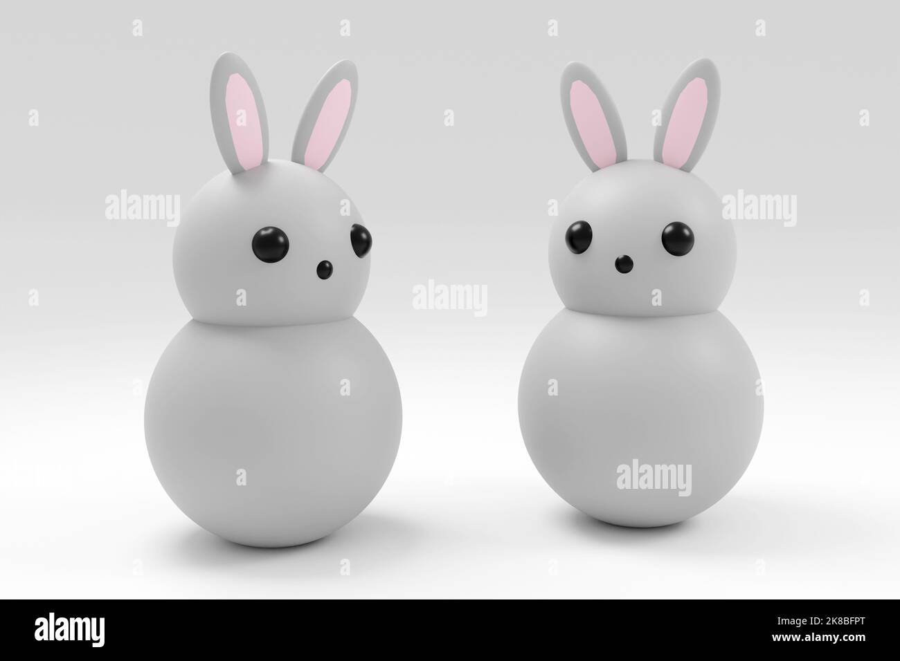 3D rendered Cartoon character gray rabbit on blue background. Simple 3d ...