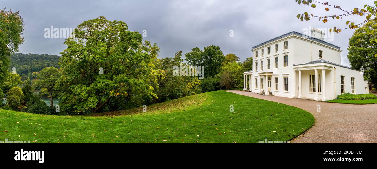 Panoramic on Greenway, home of Agatha Christie on the banks of the River Dart in Devon Stock Photo