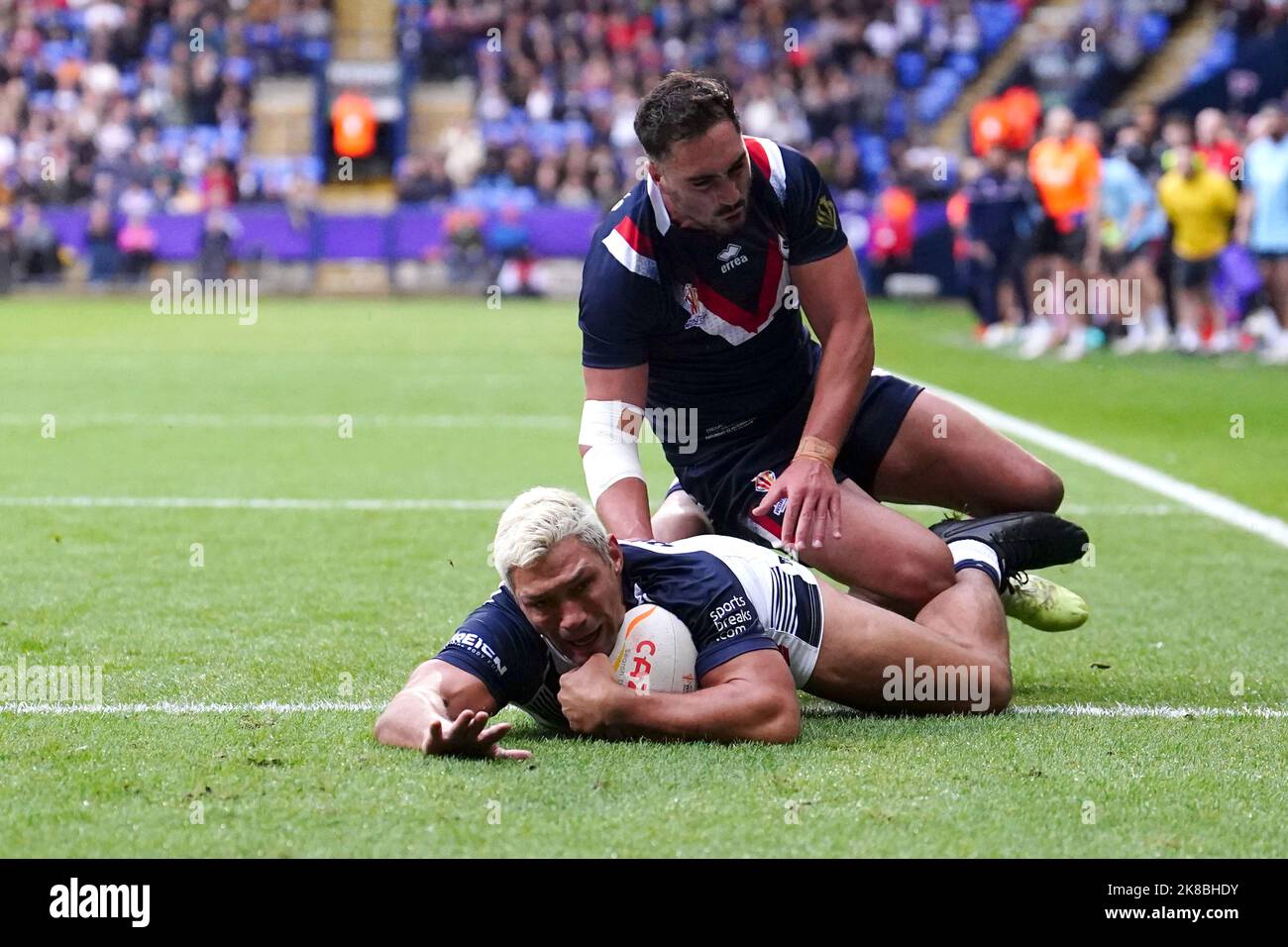 Henry Hall Rugby England's Ryan Hall scores a try during the Rugby League World Cup ...