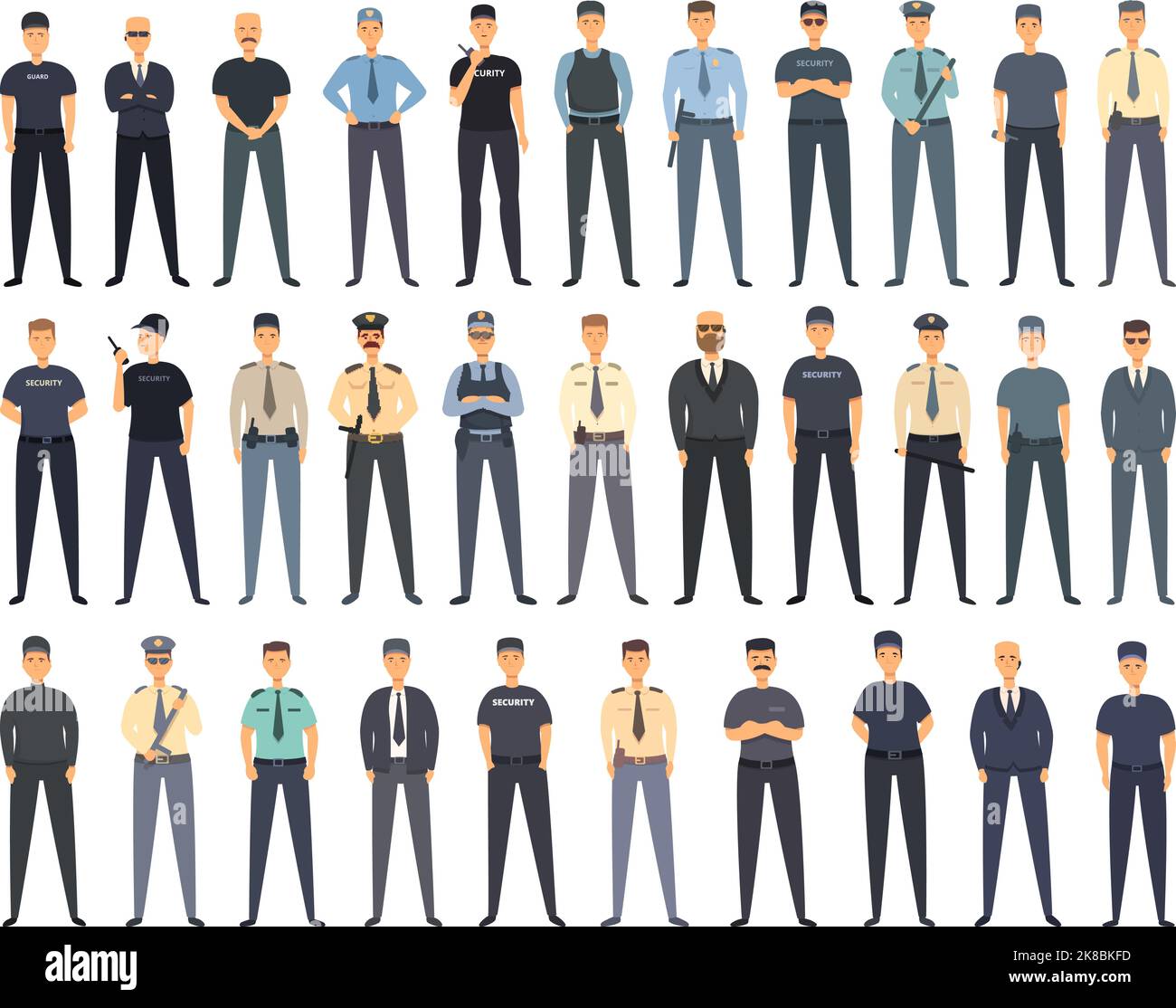 Security Guard Icons Set Cartoon Vector Police Standing Man Guard Stock Vector Image And Art Alamy 9194