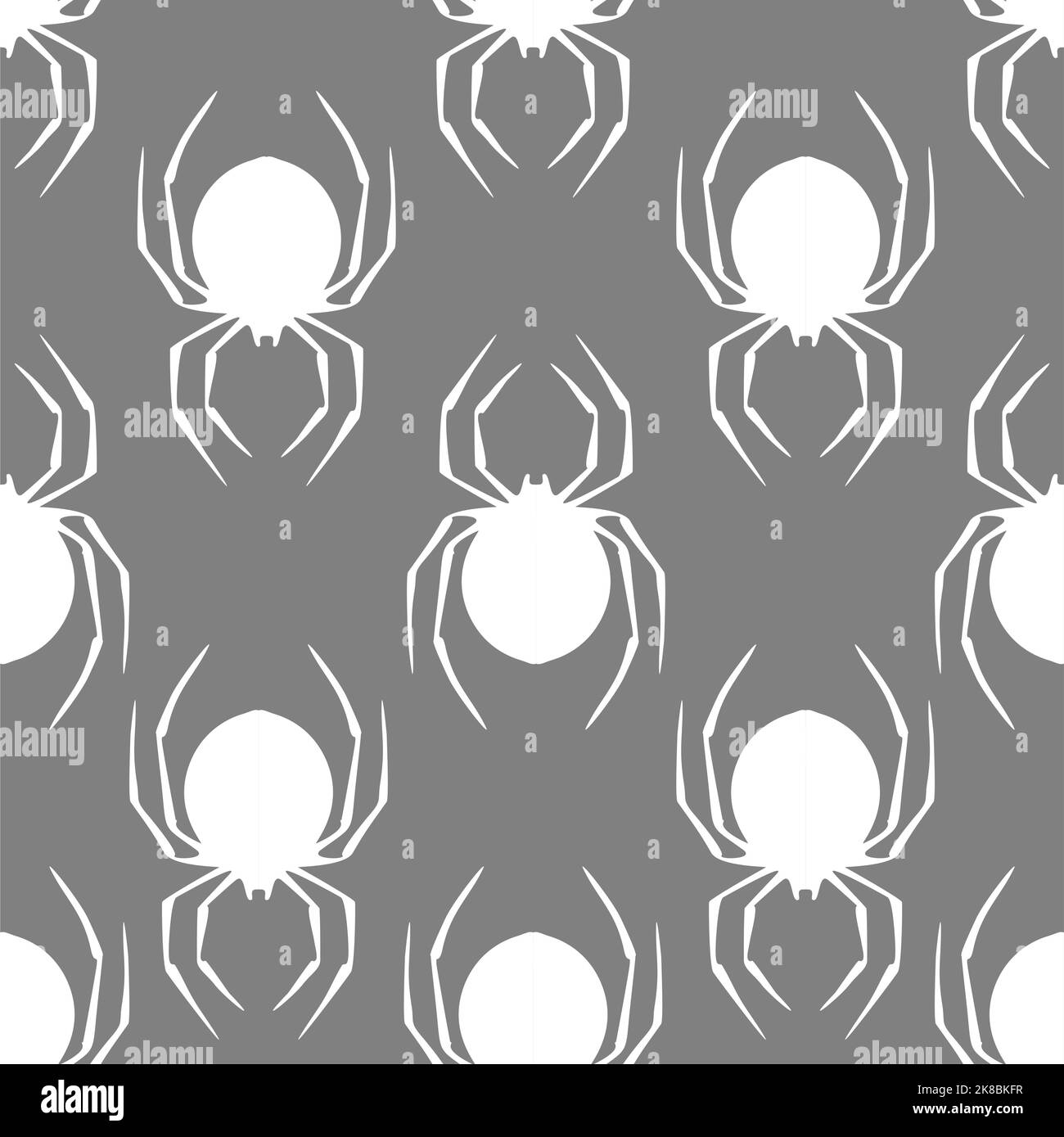 seamless contour pattern of graphic silhouettes of white spiders on a ...