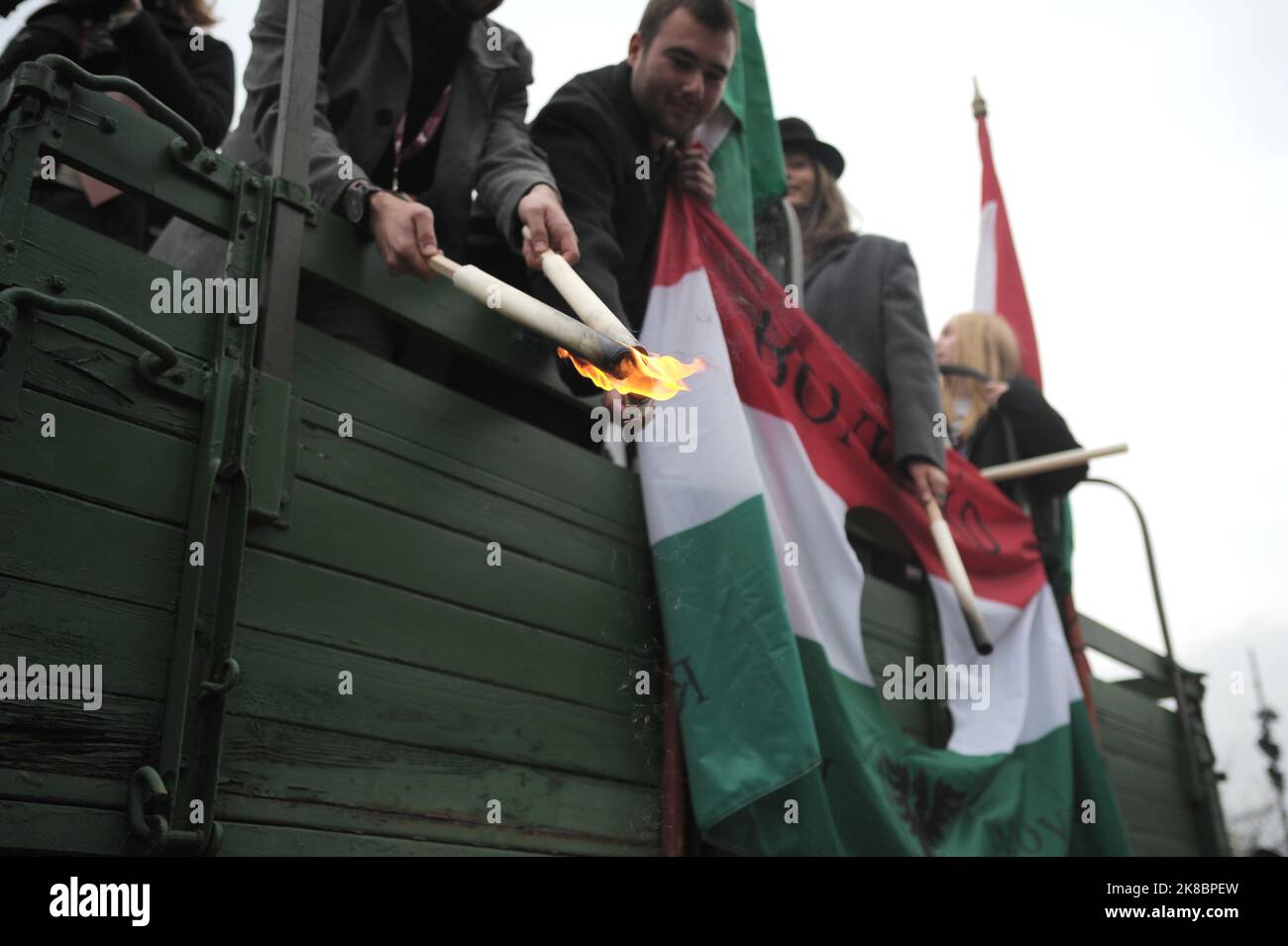Budapest, Hungary. 22nd Oct, 2022. Touch-light procession in memorial of the 1956 revolution before the memorial day, Budapest, Hungary, 22th Oct 2022, Balint Szentgallay / Alamy Live News Credit: Bálint Szentgallay/Alamy Live News Stock Photo