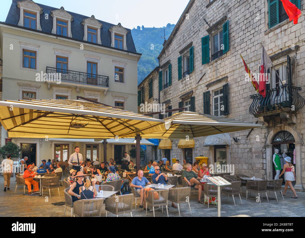 Restaurant in the old town, Kotor, Montenegro Stock Photo