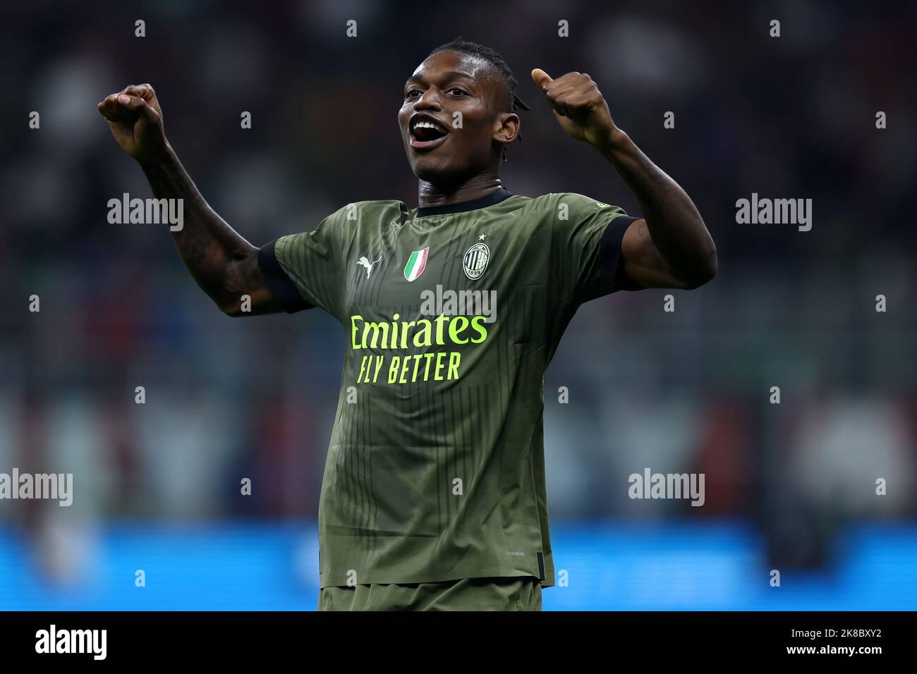Rafael Leao of Ac Milan celebrates after scoring his team's fourth goal ...