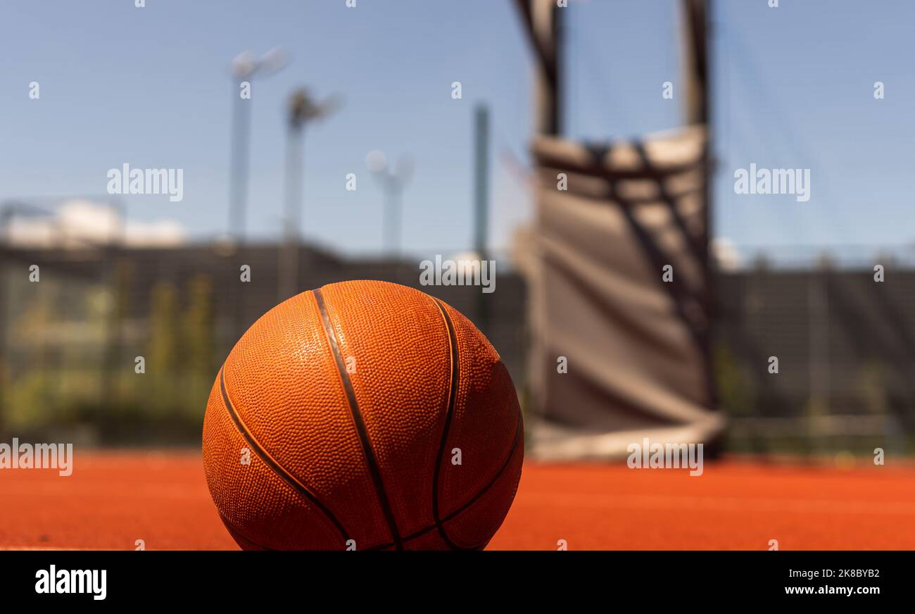 Basketball leather ball court background Stock Photo Alamy