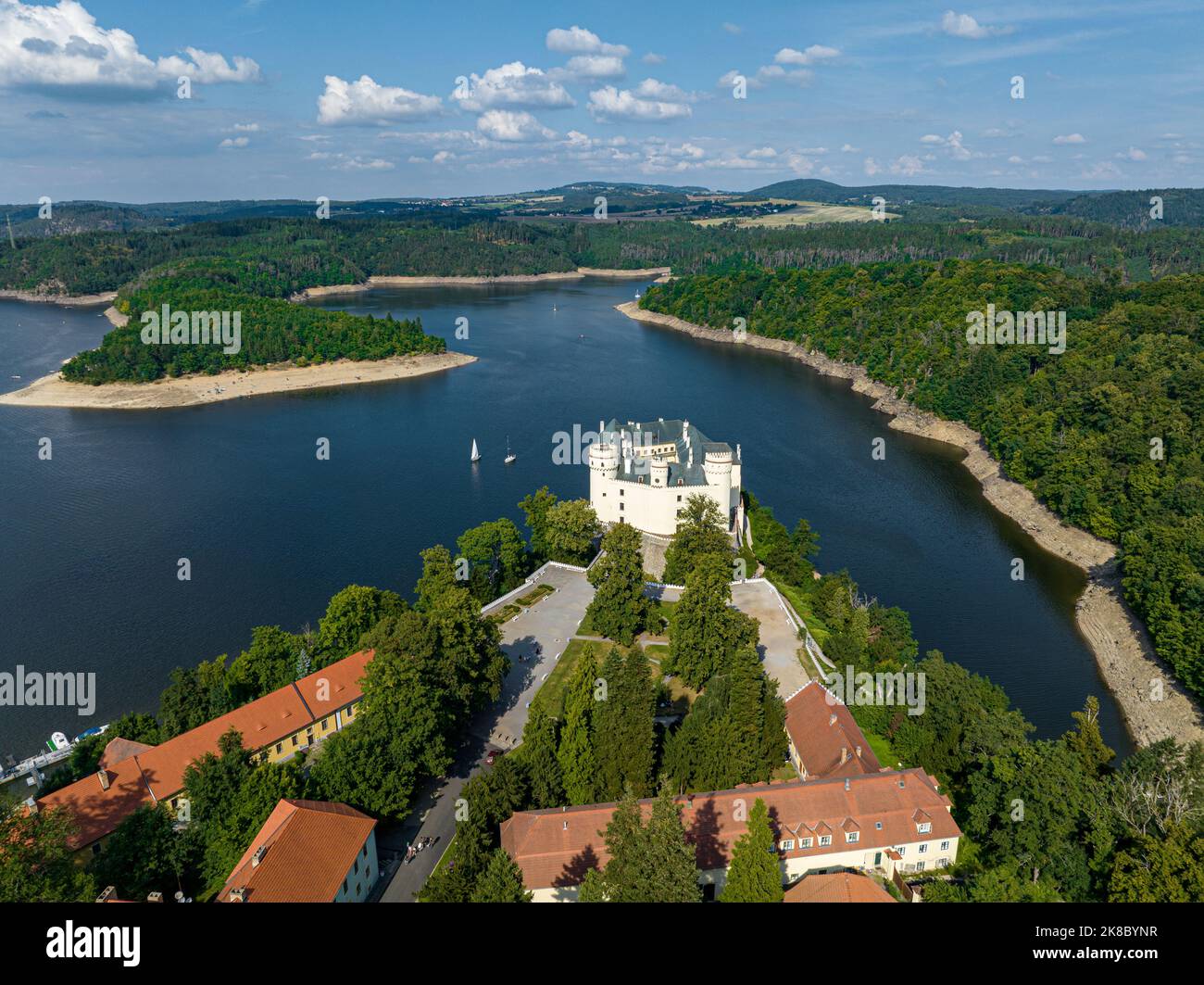 Czechia, Orlik Castle and Vltava River Aerial View. Czech Republic ...