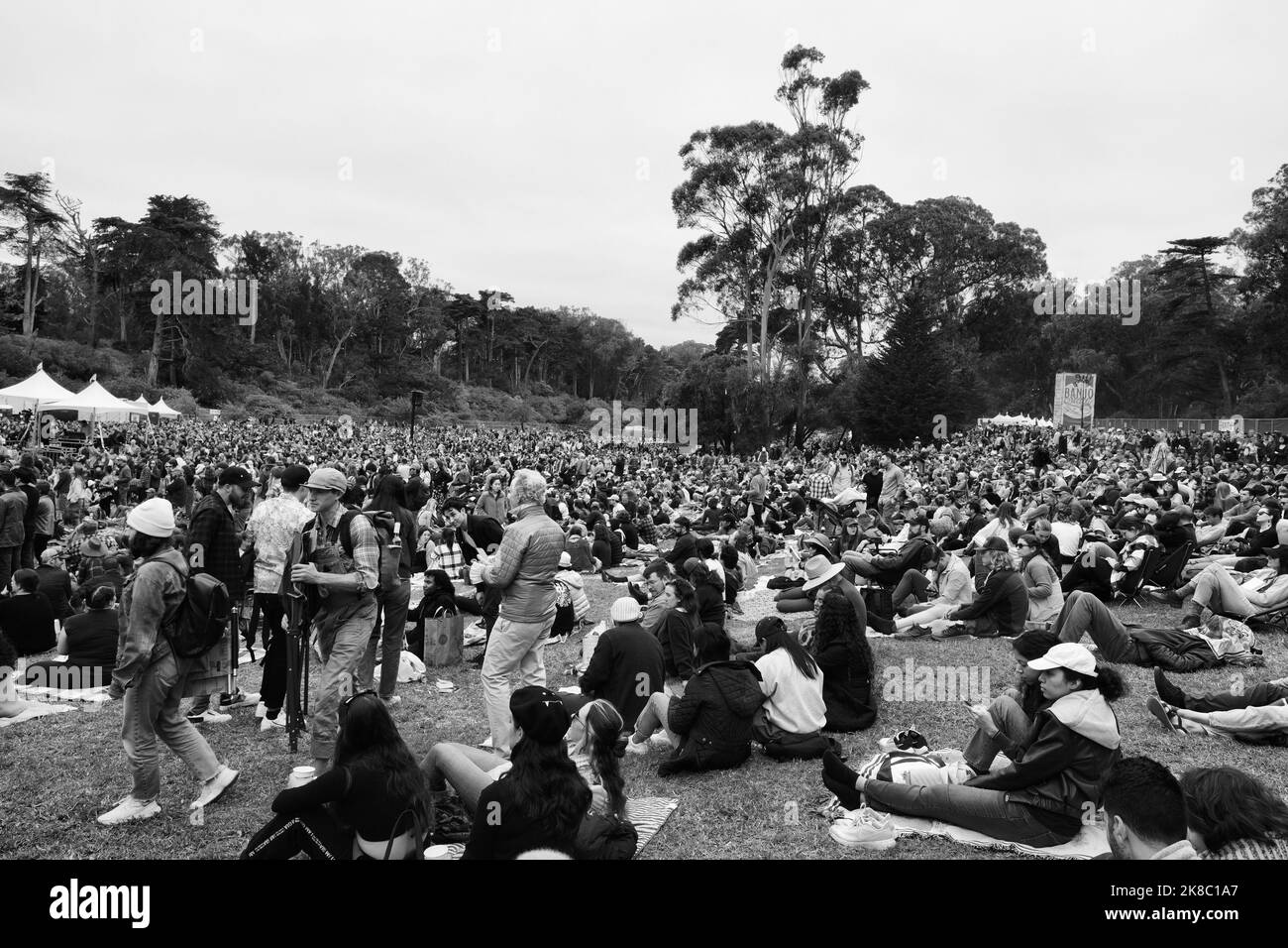 Crowd at the Hardly Strictly Bluegrass music festival at Golden Gate Park, San Francisco, California, USA; annual outdoor concert held in October. Stock Photo