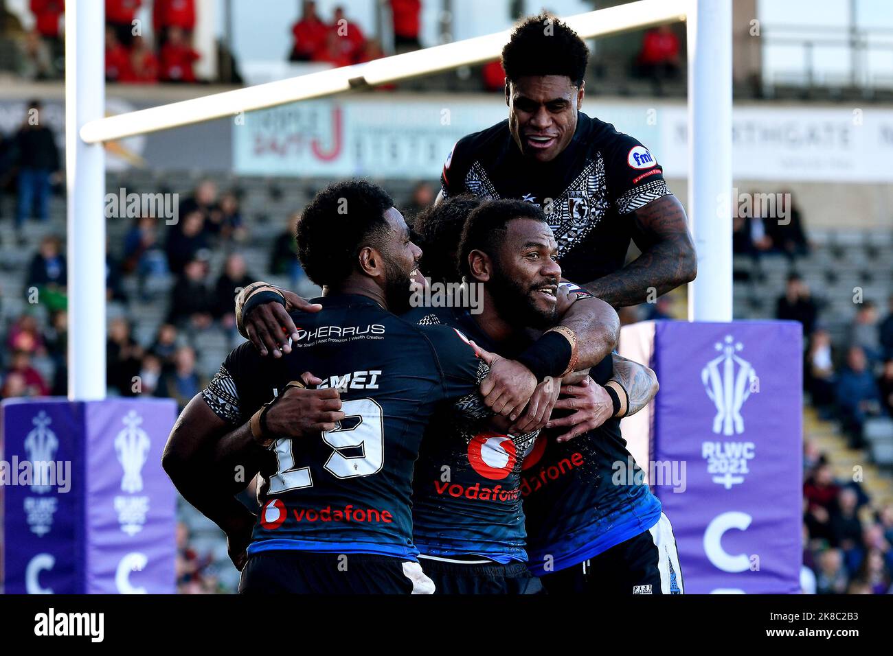 Newcastle, UK. 22nd October 2022, RLWC2021, Fiji versus Italy, Kingston Park, Newcastle, UK. Fiji won Italy with a final score of 60 - 4 Credit: Robert Chambers/Alamy Live News Stock Photo