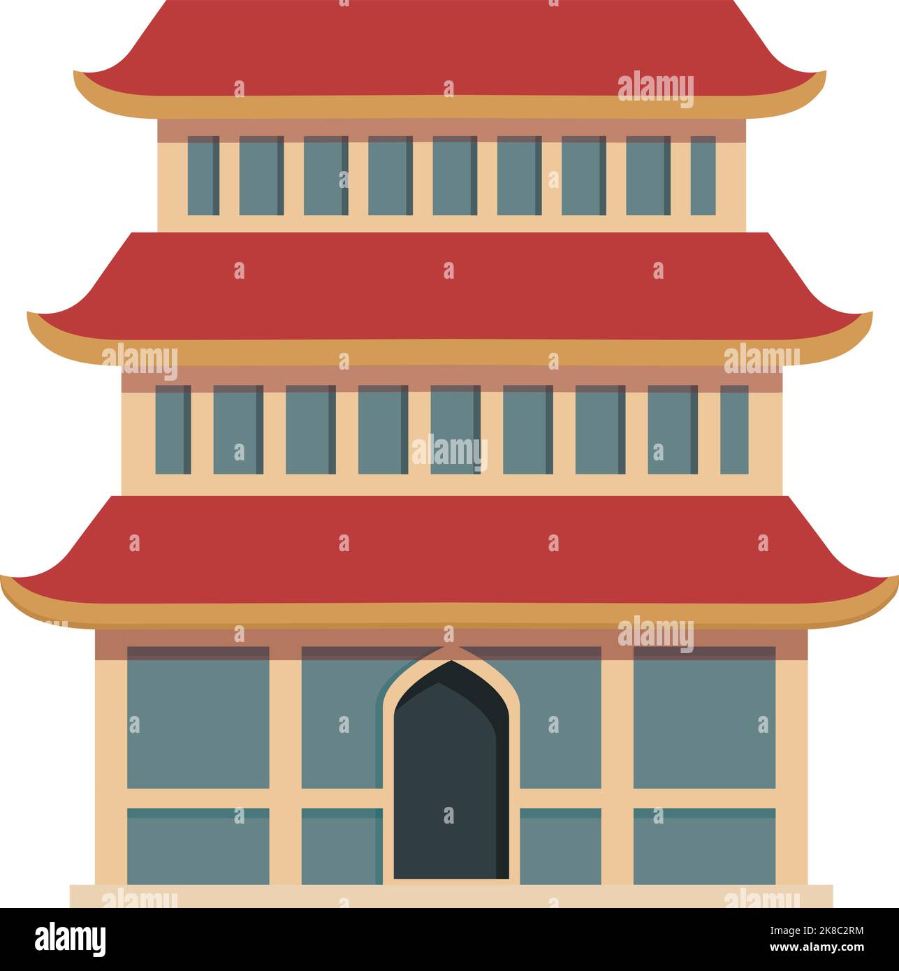 Chinese pagoda icon cartoon vector. Asian house. City temple Stock Vector