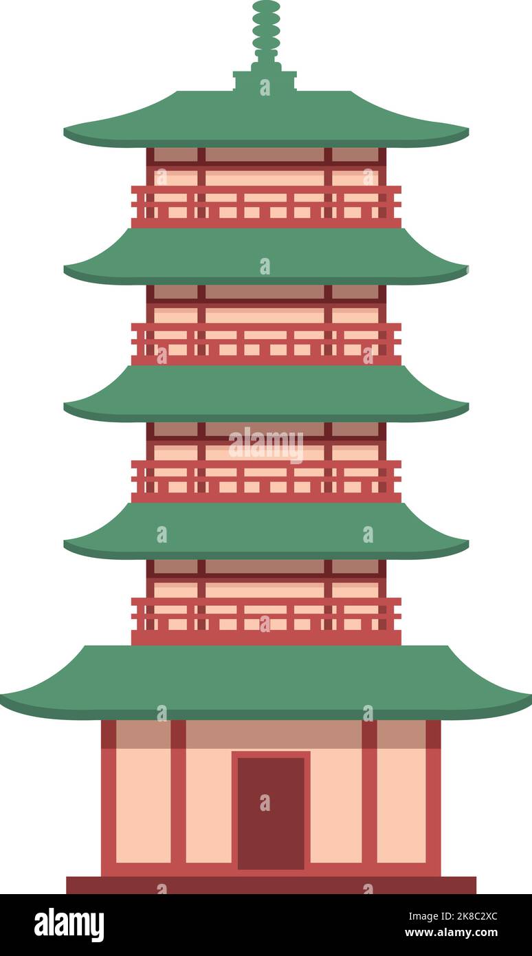 Pagoda building icon cartoon vector. Asian house. City temple Stock Vector