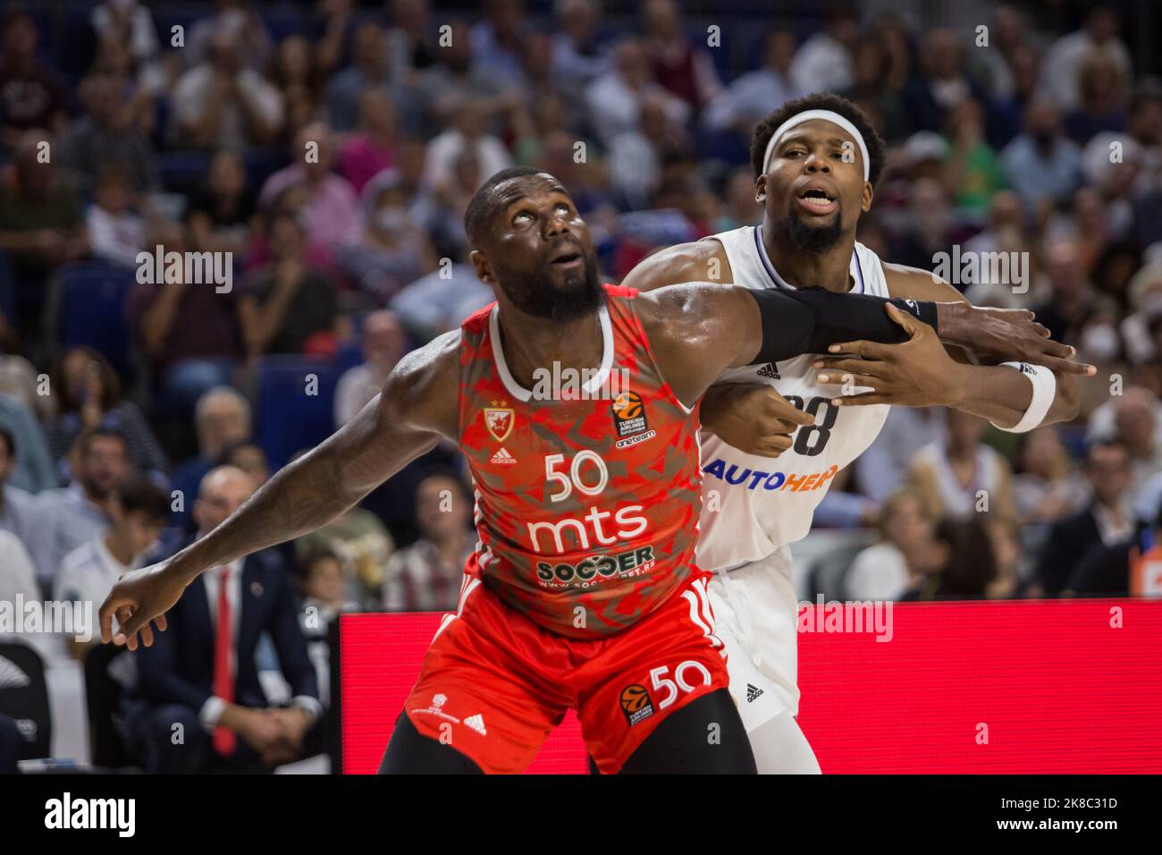 Madrid, Madrid, Spain. 21st Oct, 2022. Benjamin Bentil (L) and Guerschon Yabusele (R).during Real Madrid victory over Crvena Zvezda mts Belgrade 72 - 56 in Turkish Airlines Euroleague regular season game (round 4) celebrated at WiZink Center in Madrid (Spain). October 21st 2022. (Credit Image: © Juan Carlos GarcÃ-A Mate/Pacific Press via ZUMA Press Wire) Stock Photo