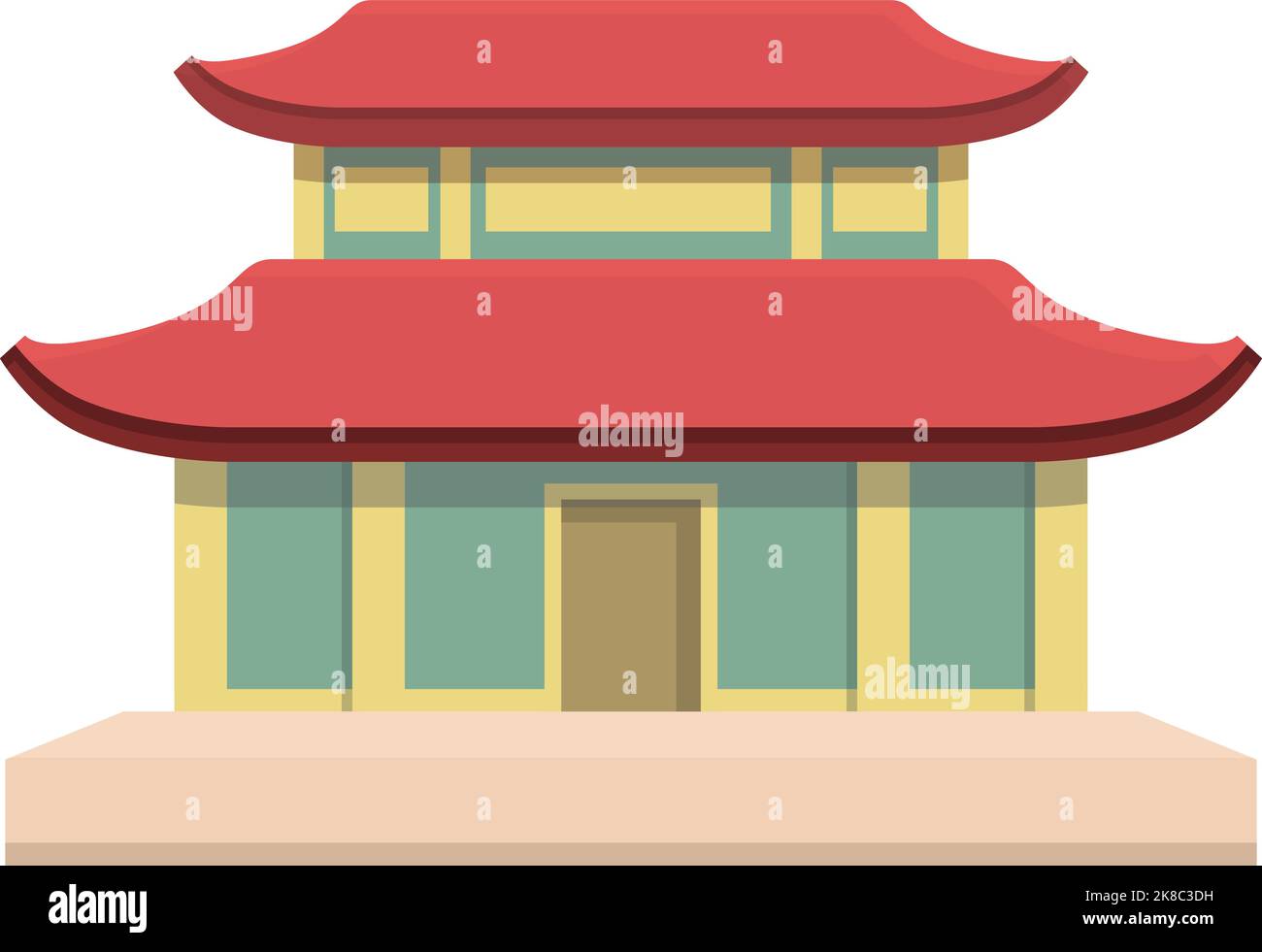 City asian house icon cartoon vector. Chinese temple. Ancient temple Stock Vector