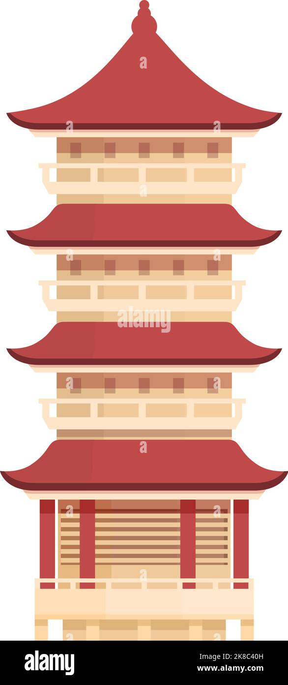 Outing pagoda icon cartoon vector. China building. City temple Stock Vector