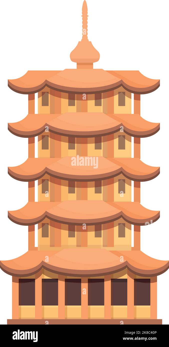 Garden pagoda icon cartoon vector. China building. City temple Stock Vector