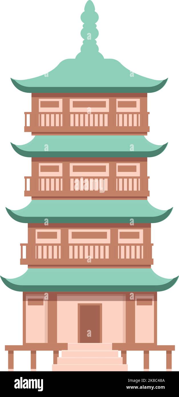 Japanese pagoda icon cartoon vector. Chine building. New year Stock Vector