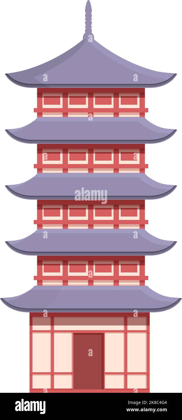 Korean pagoda icon cartoon vector. Ancient temple. City temple Stock Vector