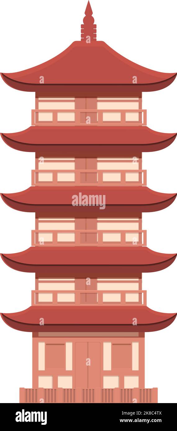 Street pagoda icon cartoon vector. China building. City temple Stock Vector