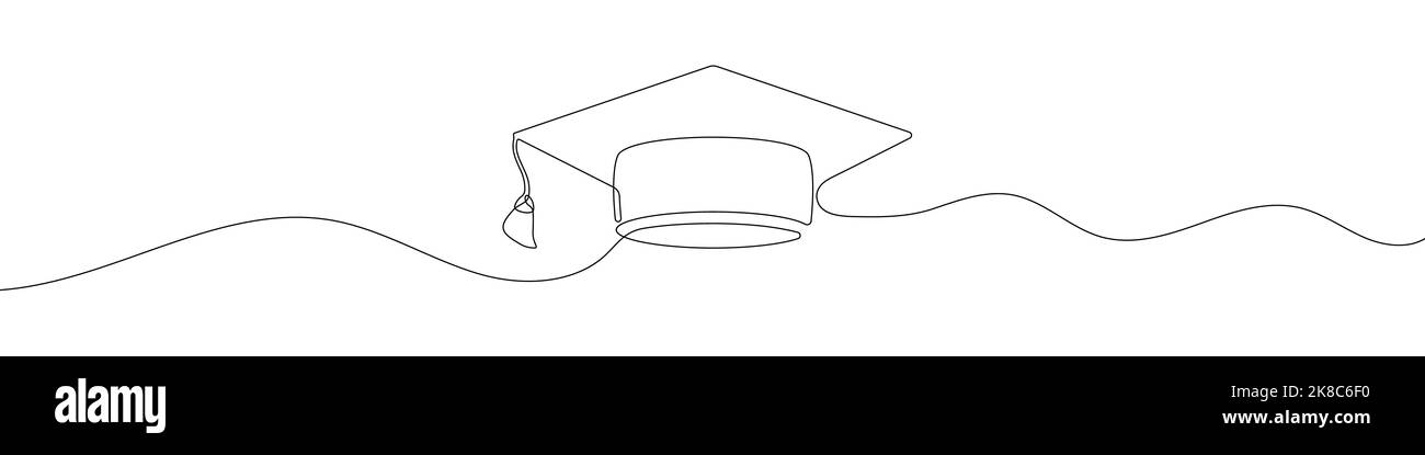 Continuous linear drawing of graduation cap. Graduation cap icon ...
