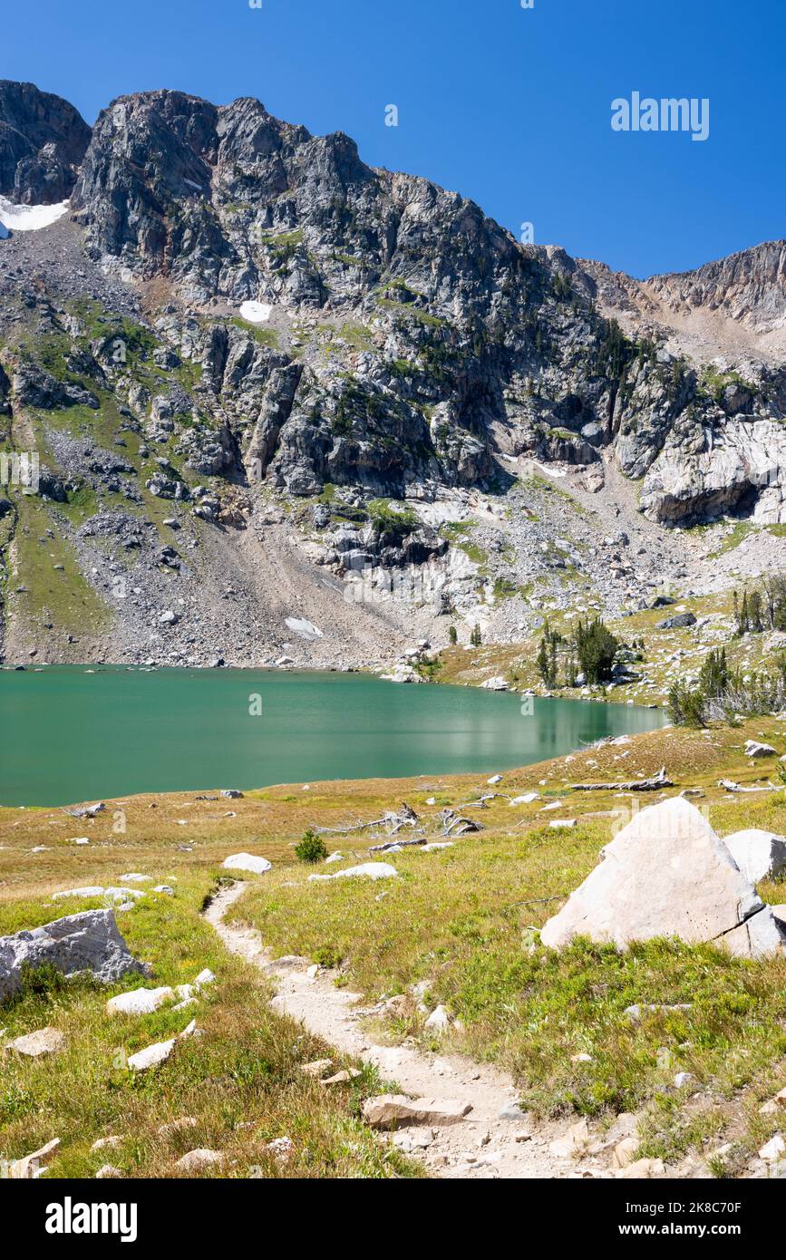 A hiking trail leading to Lake Solitude at the top of the North Fork of Cascade Canyon. Grand Teton National Park Wyoming Stock Photo Alamy