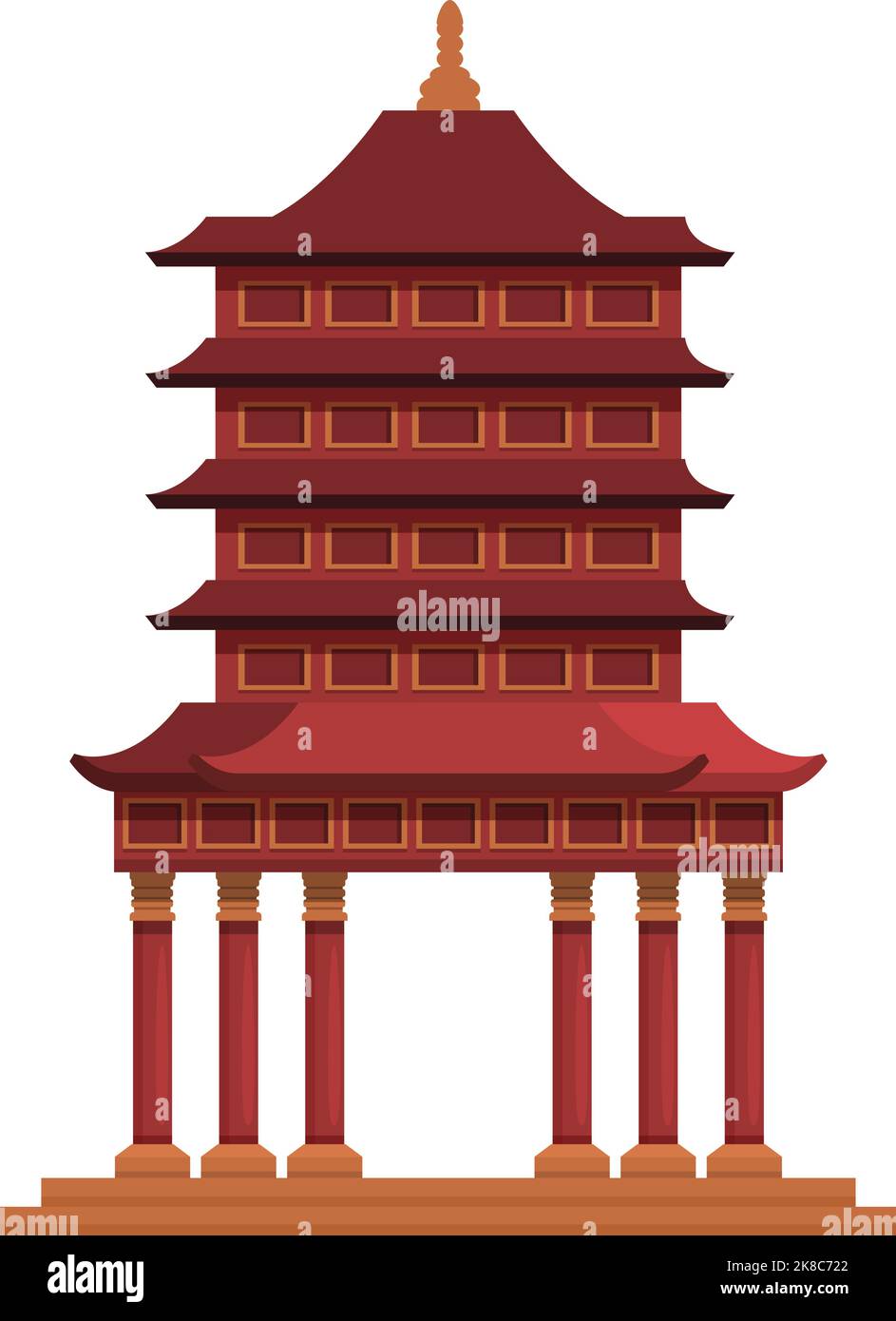 Asian house icon cartoon vector. Chinese pagoda. City temple Stock Vector