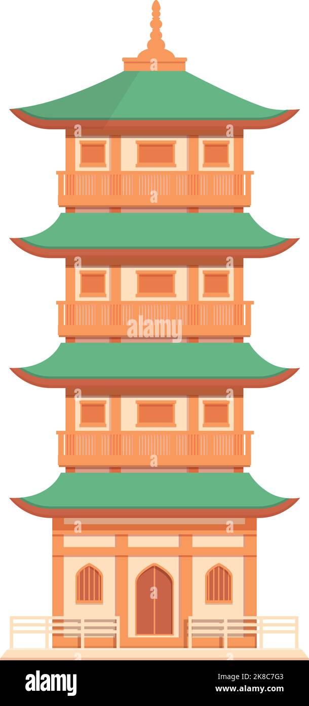 Thailand pagoda icon cartoon vector. China building. City temple Stock Vector