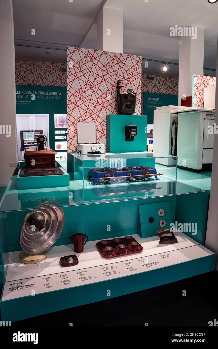 A room of Italian inventions in communication technology field, National Museum of Science and Technology, Milan city center, Lombardy region, Italy Stock Photo