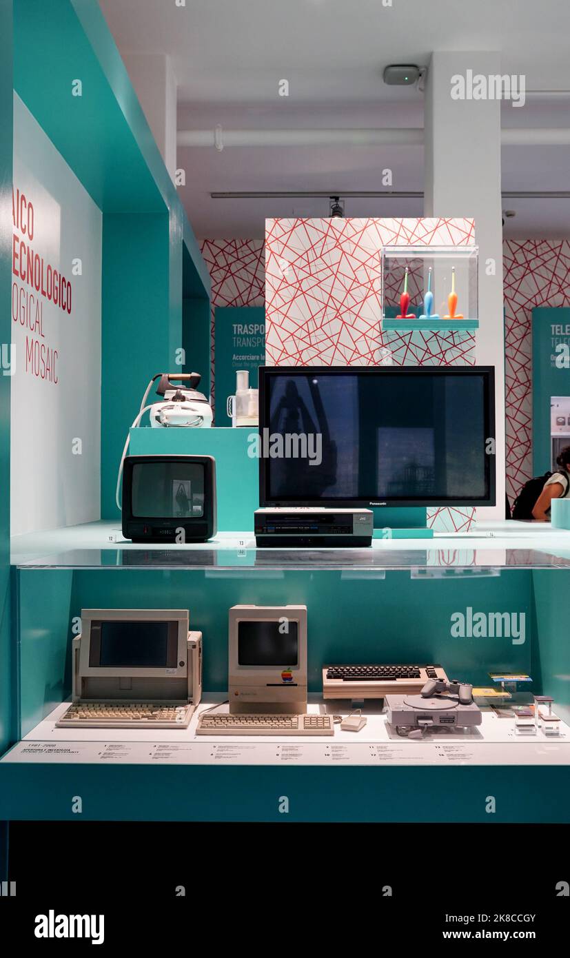 A room of Italian inventions in communication technology field, National Museum of Science and Technology, Milan city center, Lombardy region, Italy Stock Photo